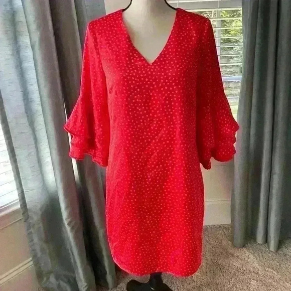 Julie Brown NYC Size 6 Dress Mini red with pink dots and lining - Picture 1 of 11